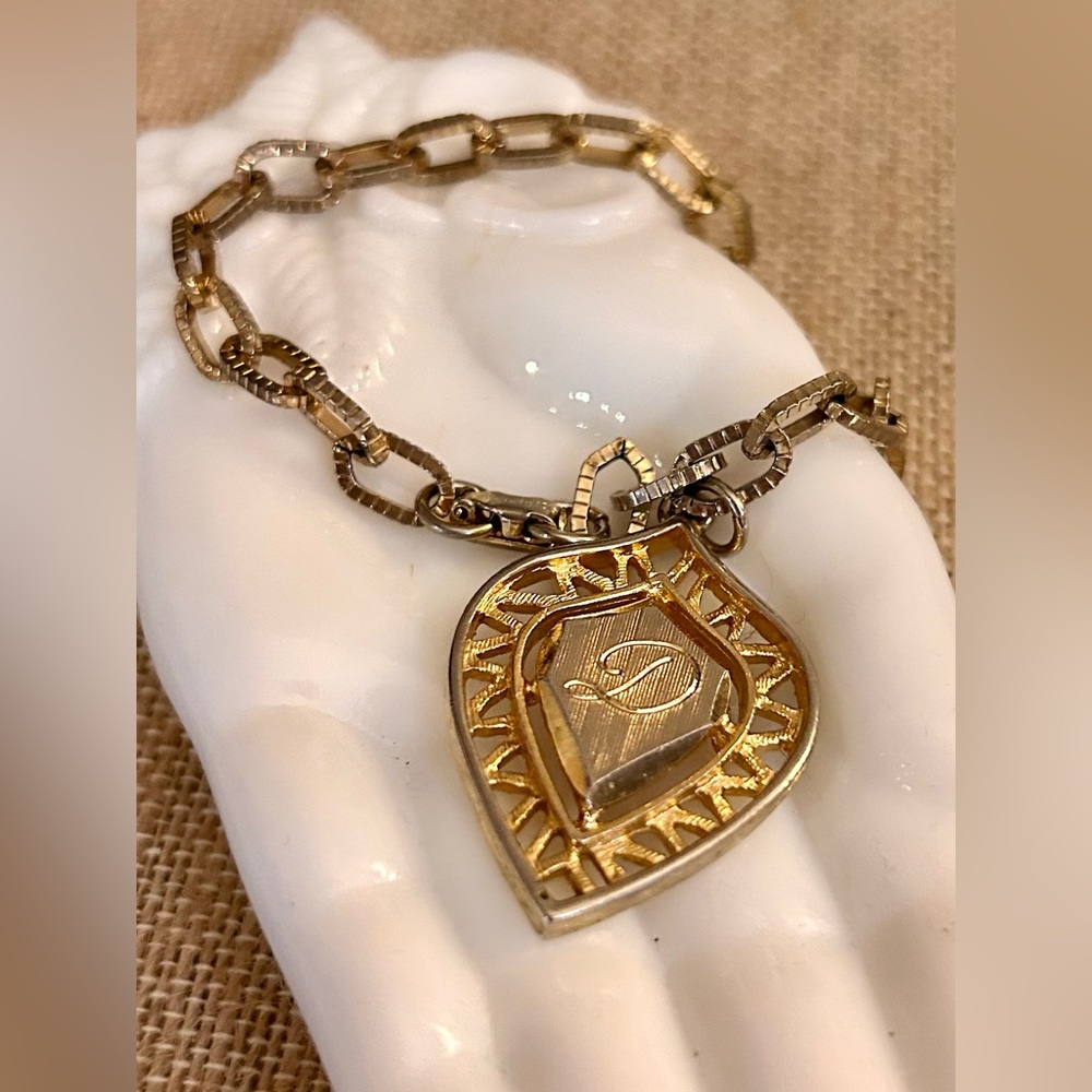 Vintage Sarah Coventry Charm Bracelet Monogram “D”